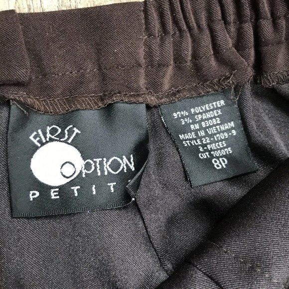 First Option Classy Career Straight Brown Midi Skirt ~ Sz 8P ~ Stretch Waist - Picture 3 of 4